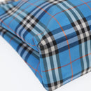 BURBERRY Nova Check Tote Bag Nylon Blue Silver Auth 87633-16