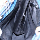 BURBERRY Nova Check Tote Bag Nylon Blue Silver Auth 87633-18