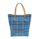 BURBERRY Nova Check Tote Bag Nylon Blue Silver Auth 87633-2