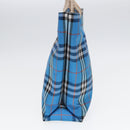 BURBERRY Nova Check Tote Bag Nylon Blue Silver Auth 87633-4