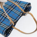 BURBERRY Nova Check Tote Bag Nylon Blue Silver Auth 87633-6