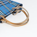 BURBERRY Nova Check Tote Bag Nylon Blue Silver Auth 87633-7