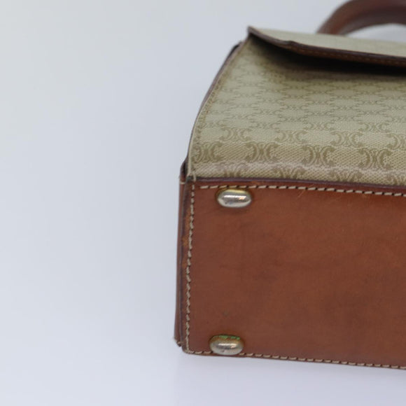 CELINE Macadam Canvas Handtas PVC Leer Beige Auth 87640