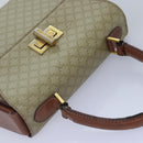 CELINE Macadam Canvas Hand Bag PVC Leather Beige Auth 87640-6