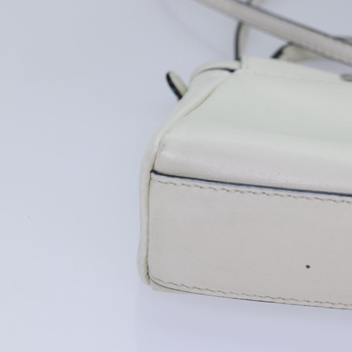 FENDI Peek A Boo Small Shoulder Bag Leather 2way White Auth 87645