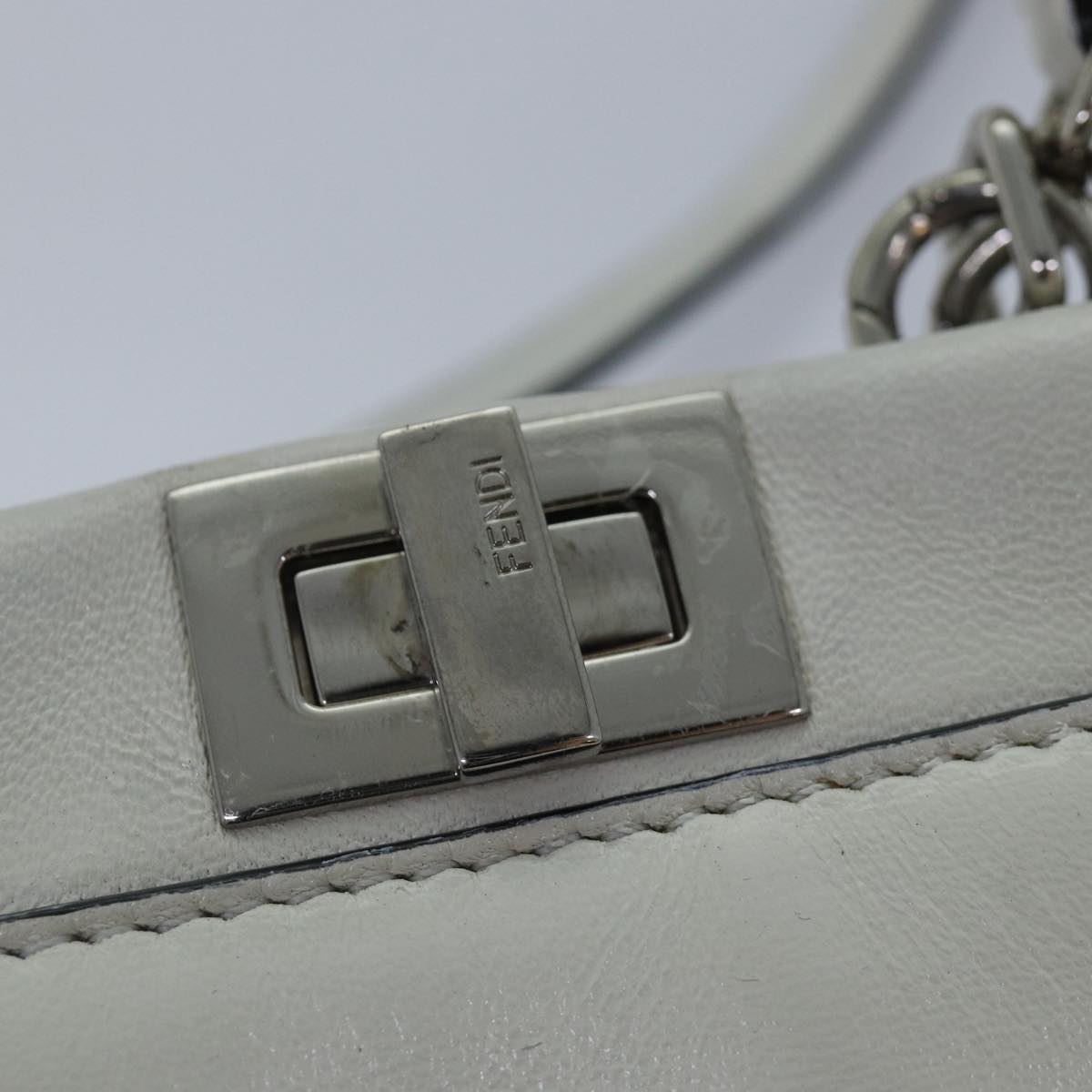 FENDI Peek A Boo Small Shoulder Bag Leather 2way White Auth 87645