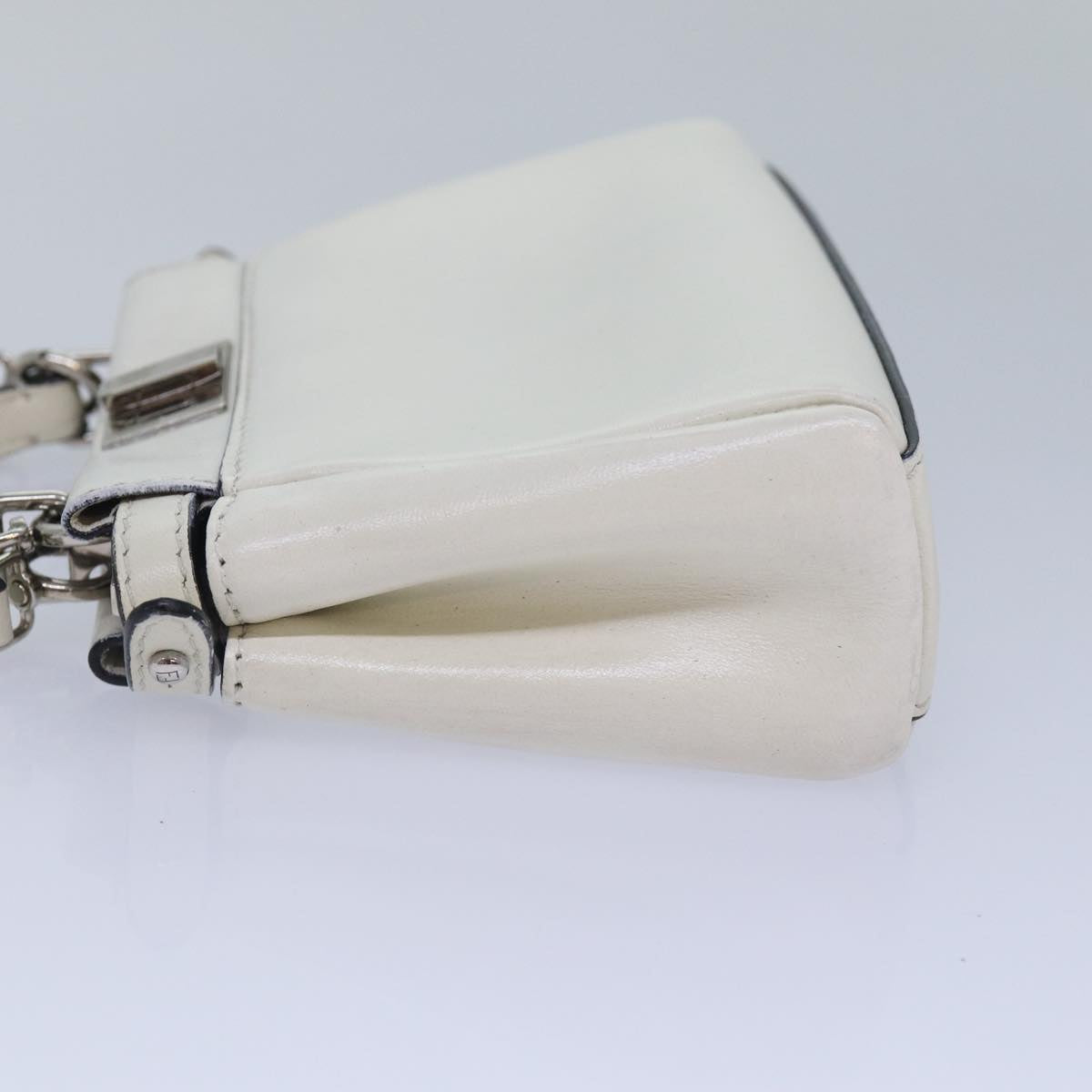 FENDI Peek A Boo Small Shoulder Bag Leather 2way White Auth 87645