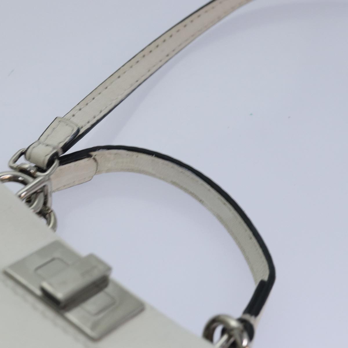 FENDI Peek A Boo Small Shoulder Bag Leather 2way White Auth 87645