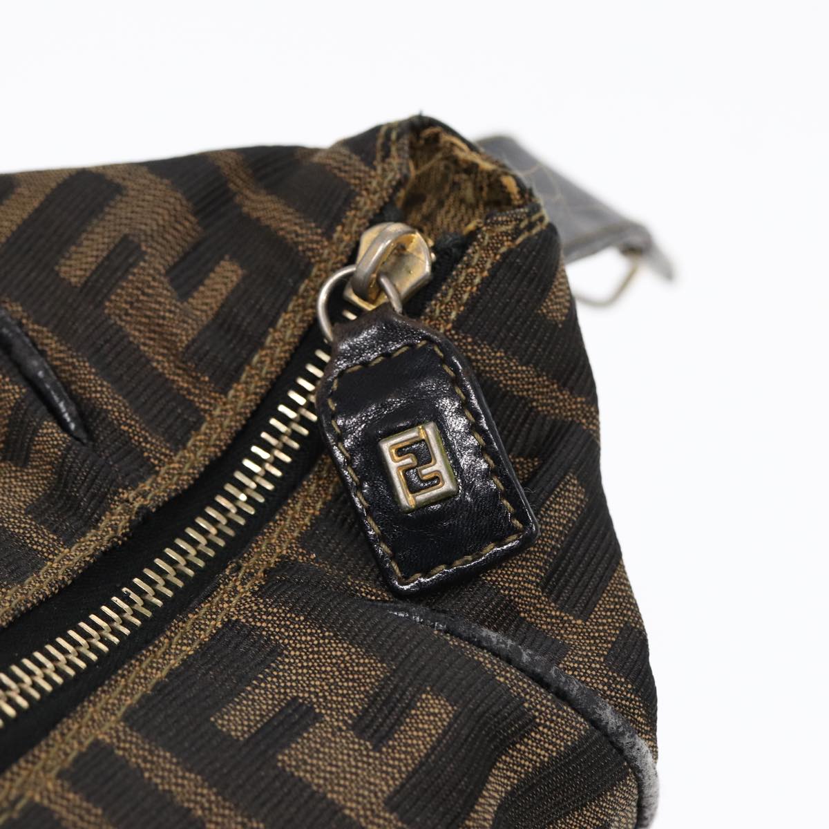 FENDI Zucca Canvas Hand Bag Brown Auth 87646