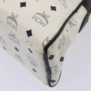MCM Vicetos Logogram Shoulder Bag PVC Leather White Black gold Auth 87648-15