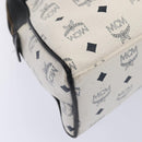 MCM Vicetos Logogram Shoulder Bag PVC Leather White Black gold Auth 87648-16