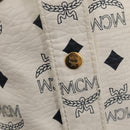 MCM Vicetos Logogram Shoulder Bag PVC Leather White Black gold Auth 87648-18