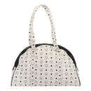 MCM Vicetos Logogram Shoulder Bag PVC Leather White Black gold Auth 87648-2