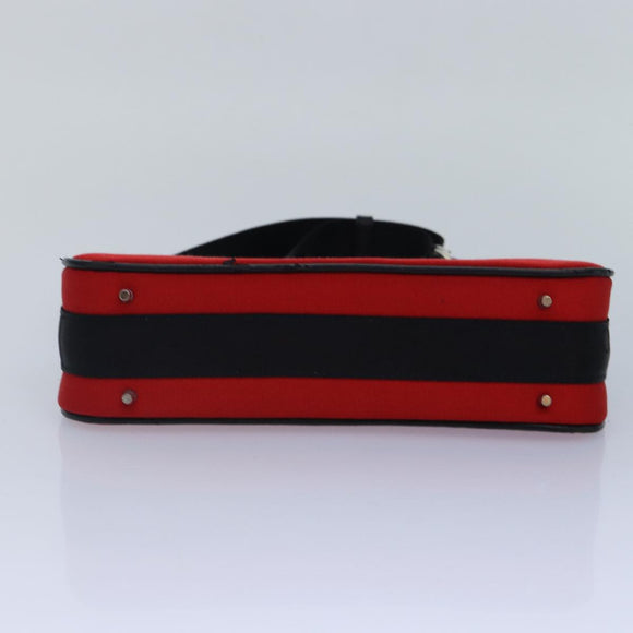 Christian Dior Shoulder Bag Satin Red Black Auth 87654AV