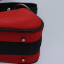 Christian Dior Shoulder Bag Satin Red Black Auth 87654AV-16