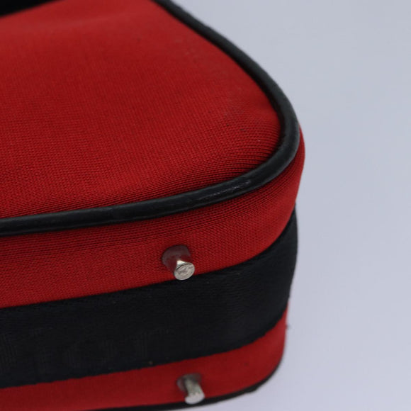 Christian Dior Shoulder Bag Satin Red Black Auth 87654AV