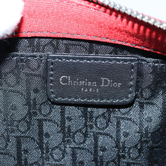 Christian Dior Shoulder Bag Satin Red Black Auth 87654AV