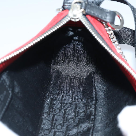 Christian Dior Shoulder Bag Satin Red Black Auth 87654AV