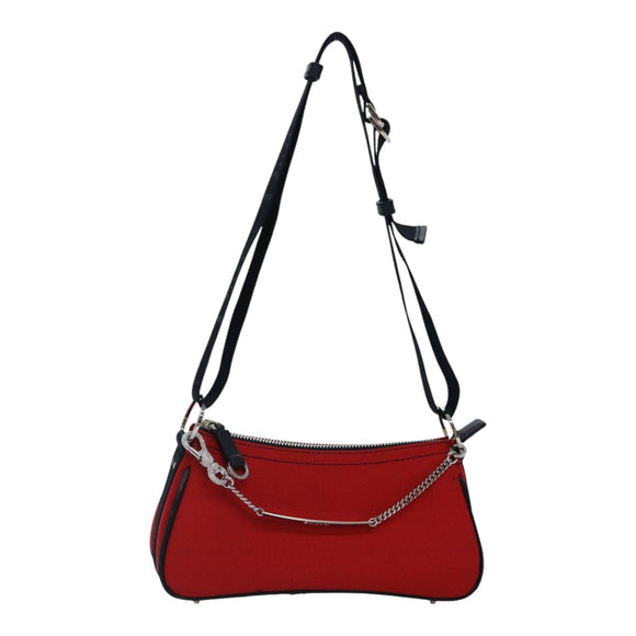 Christian Dior Shoulder Bag Satin Red Black Auth 87654AV