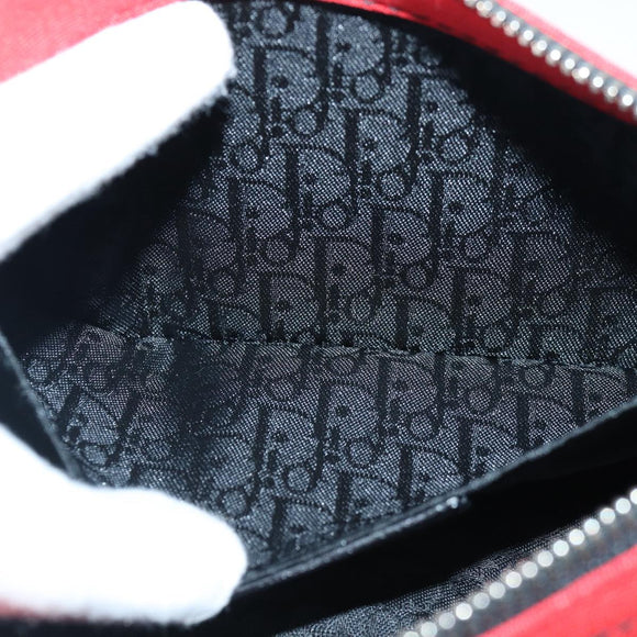 Christian Dior Shoulder Bag Satin Red Black Auth 87654AV