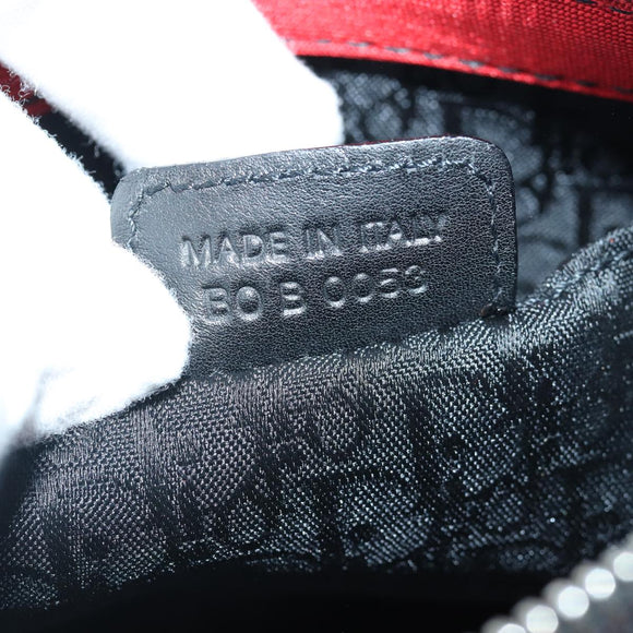 Christian Dior Shoulder Bag Satin Red Black Auth 87654AV