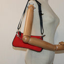 Christian Dior Shoulder Bag Satin Red Black Auth 87654AV-23