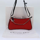 Christian Dior Shoulder Bag Satin Red Black Auth 87654AV-12