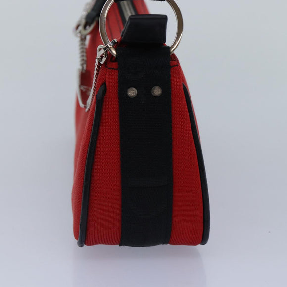 Christian Dior Shoulder Bag Satin Red Black Auth 87654AV