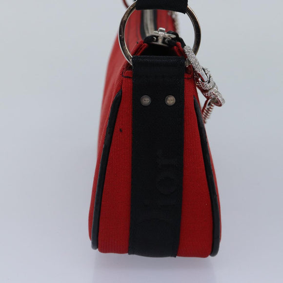 Christian Dior Shoulder Bag Satin Red Black Auth 87654AV