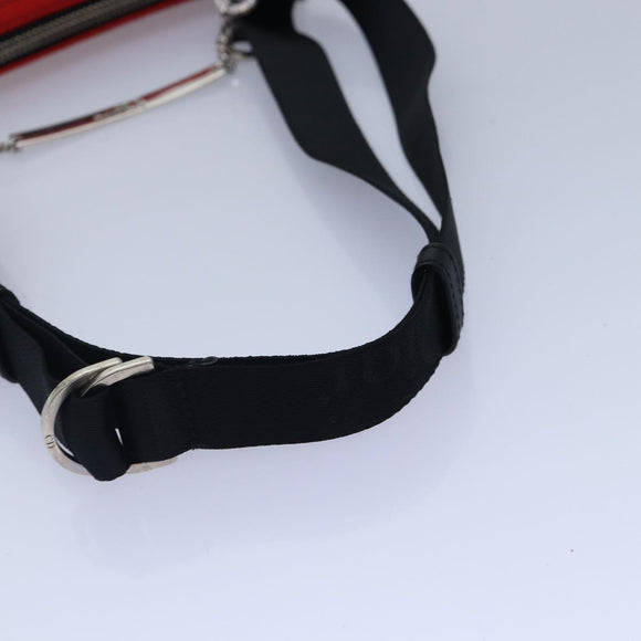 Christian Dior Shoulder Bag Satin Red Black Auth 87654AV