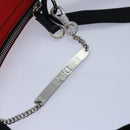 Christian Dior Shoulder Bag Satin Red Black Auth 87654AV-8