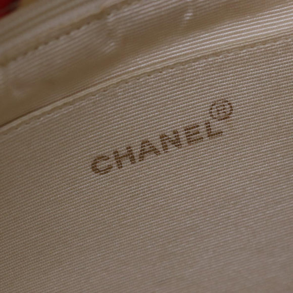 CHANEL Lip Tote Bag Enamel White Red CC Auth 87655V