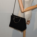 Salvatore Ferragamo Gancini Hand Bag Mouton 2way Black Auth 87661-24