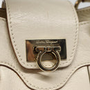 Salvatore Ferragamo Gancini Hand Bag Leather 2way White Auth 87666-19