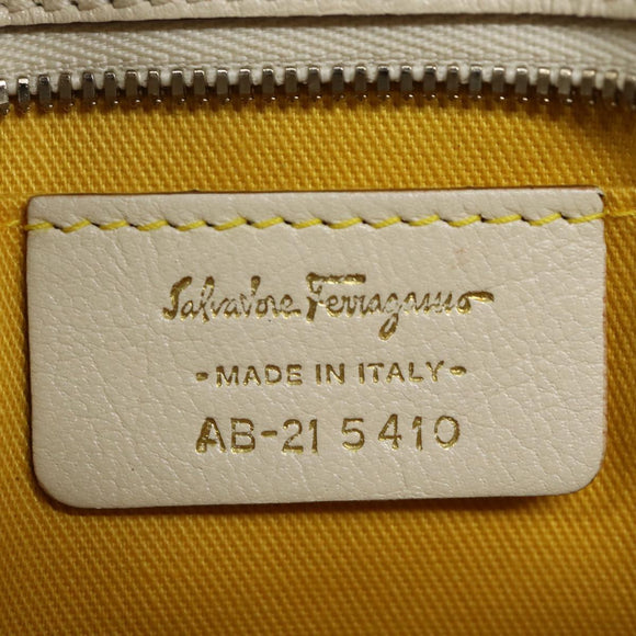 Salvatore Ferragamo Gancini Hand Bag Leather 2way White Auth 87666