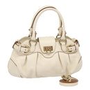 Salvatore Ferragamo Gancini Hand Bag Leather 2way White Auth 87666-1