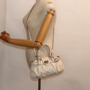 Salvatore Ferragamo Gancini Hand Bag Leather 2way White Auth 87666-24