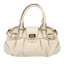 Salvatore Ferragamo Gancini Hand Bag Leather 2way White Auth 87666-13