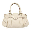 Salvatore Ferragamo Gancini Hand Bag Leather 2way White Auth 87666-2
