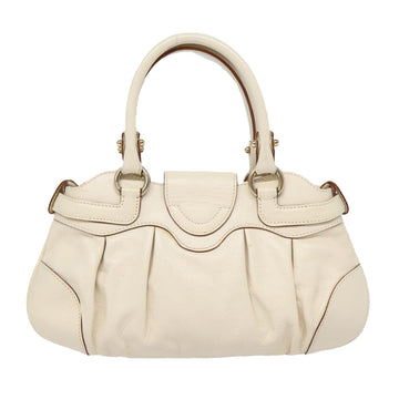 Salvatore Ferragamo Gancini Hand Bag Leather 2way White Auth 87666 - 0