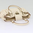 Salvatore Ferragamo Gancini Hand Bag Leather 2way White Auth 87666-6