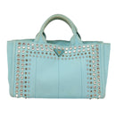 PRADA Canapa GM Hand Bag Canvas 2way Light Blue Auth 87668-13