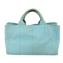 PRADA Canapa GM Hand Bag Canvas 2way Light Blue Auth 87668-2