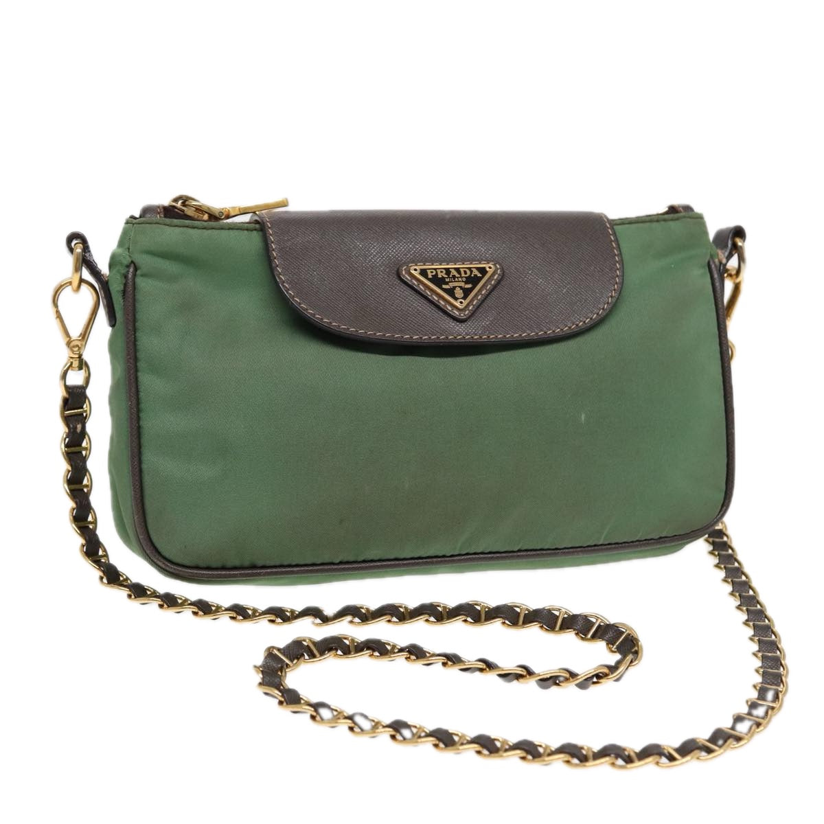 PRADA Shoulder Bag Nylon Green Auth 87675