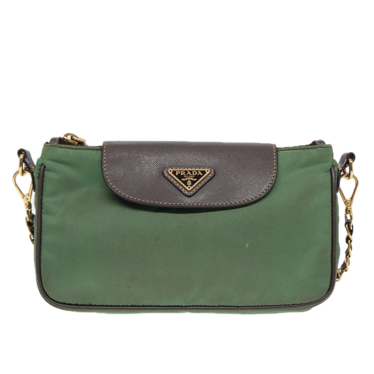 PRADA Shoulder Bag Nylon Green Auth 87675