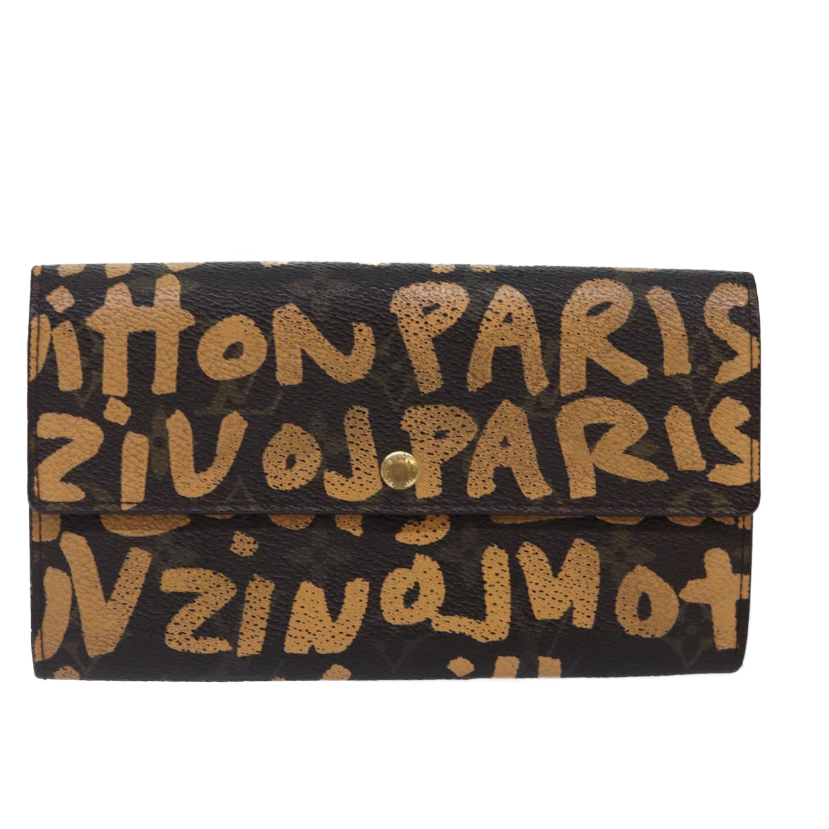 LOUIS VUITTON Monogram Graffiti Porte Monnaie Credit Orange M92190 LV Auth 87687