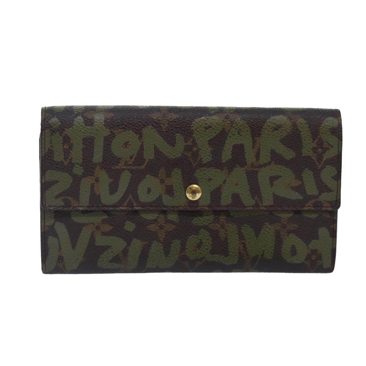 LOUIS VUITTON Monogram Graffiti Porte Monnaie Credit Khaki M92188 LV Auth 87688