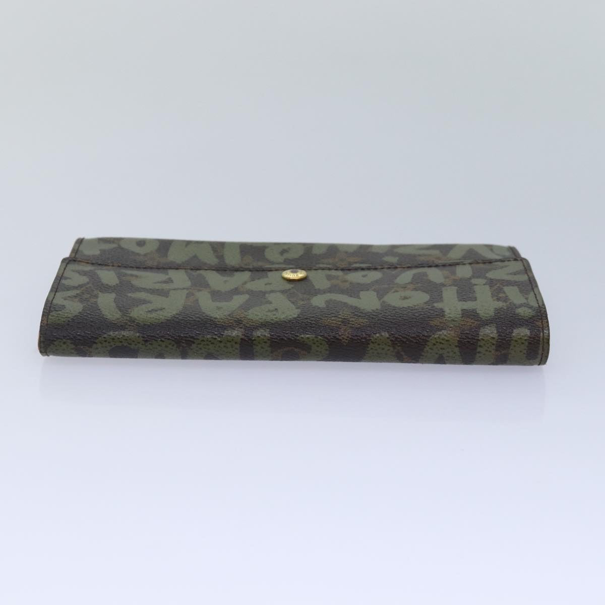 LOUIS VUITTON Monogram Graffiti Porte Monnaie Credit Khaki M92188 LV Auth 87688