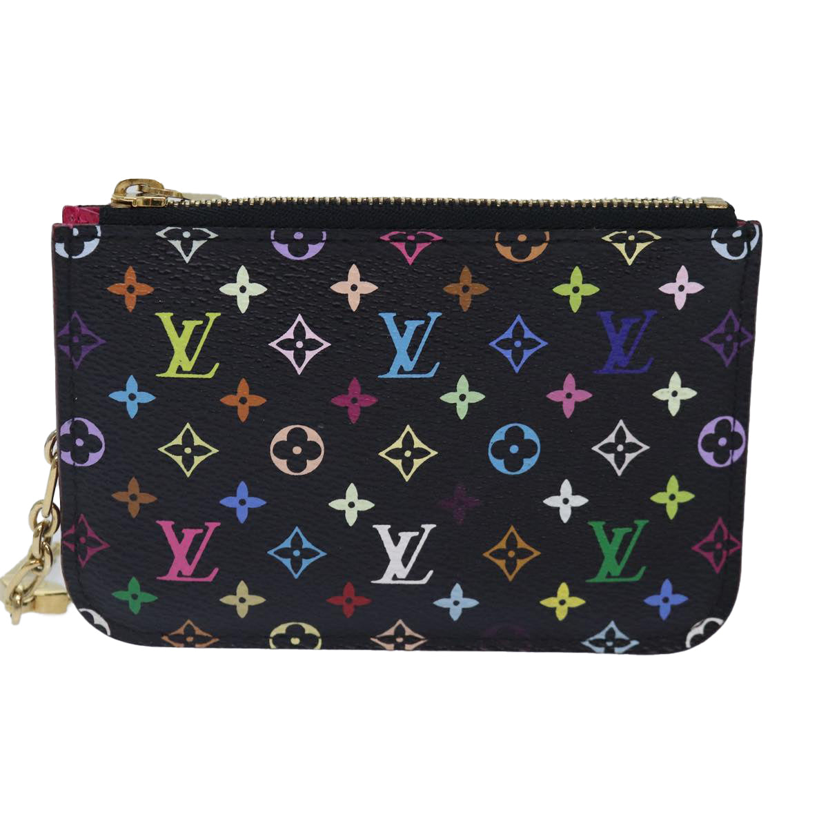 LOUIS VUITTON Monogram Multicolor Pochette Cles NM Purse Black M93735 Auth 87690