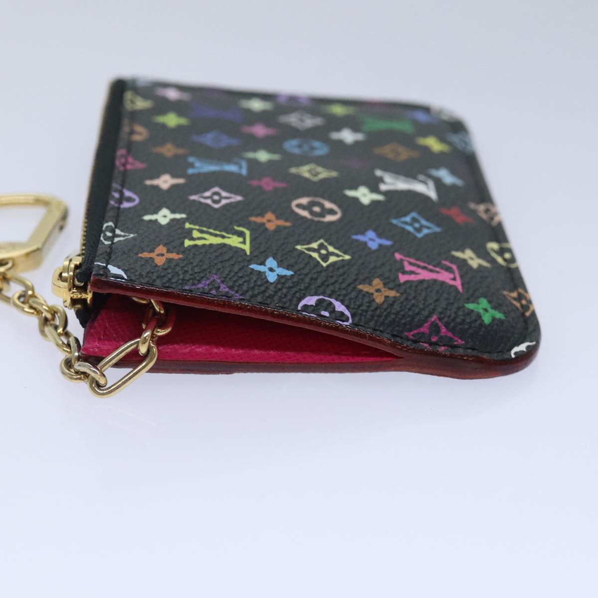 LOUIS VUITTON Monogram Multicolor Pochette Cles NM Purse Black M93735 Auth 87690